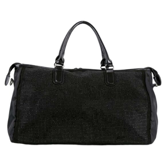 SALE LAST 1 Black Duffel Bag Rhinestone Bling Accented Travel Gym Bag Activewear - Picture 6 of 11